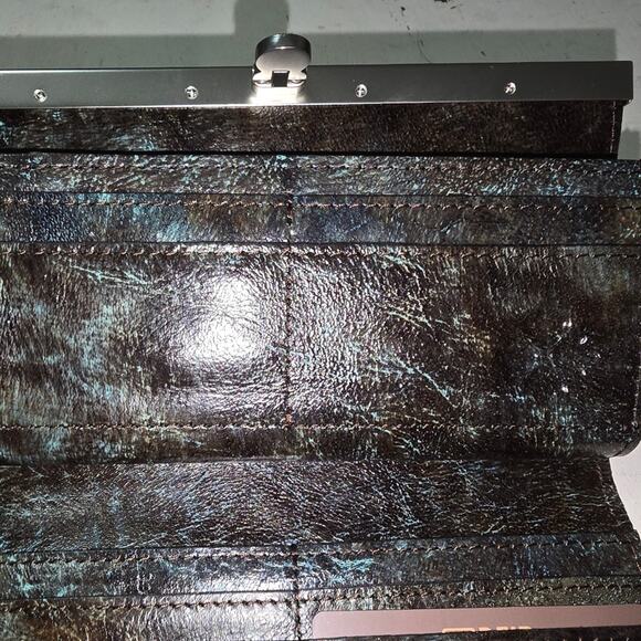 Patricia Nash NWT CAUCHY Wallet Italian Leather Tooled Turquoise Brown NEW - Picture 9 of 12